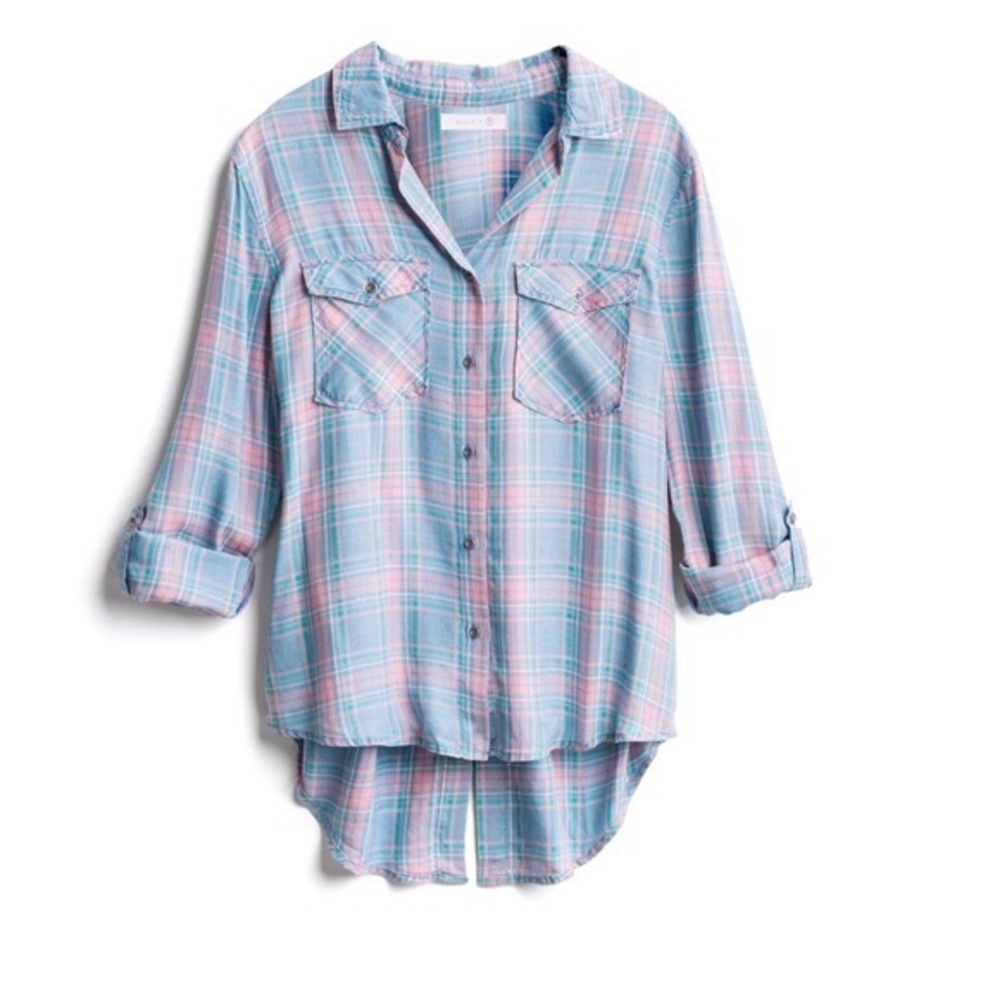 BILLT Armenia Button Down Lace up Back Top